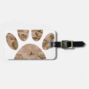 Distressed Desert Camo Dog Paw Print Luggage Tag