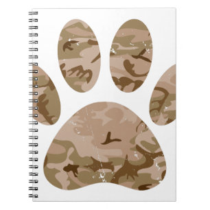 Distressed Desert Camo Dog Paw Print Notebook