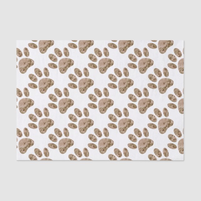 Distressed Desert Camo Dog Paw Print Tissue Paper (Front)