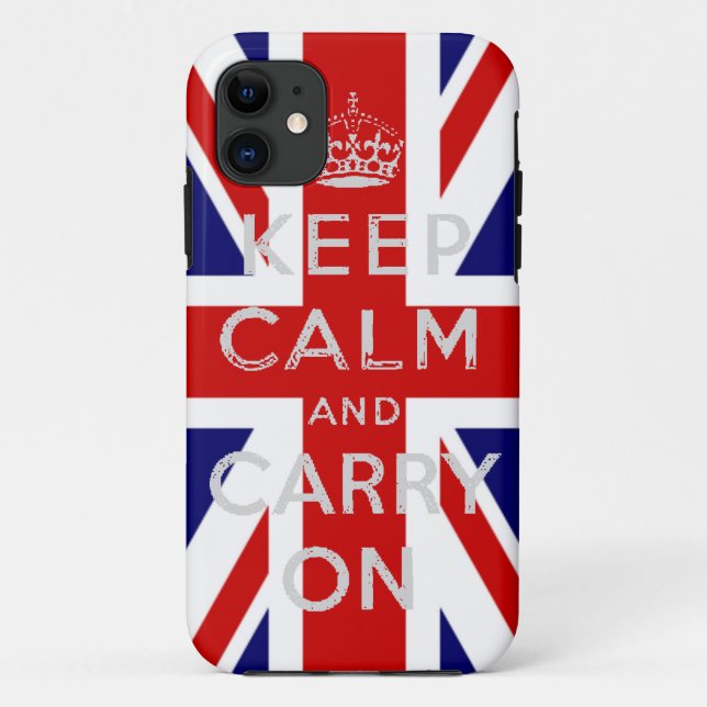 DISTRESSED DESIGN Keep Calm and Carry on UK FLAG Case-Mate iPhone Case (Back)