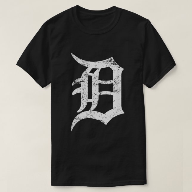 Distressed Detroit D Lettering Design  T-Shirt (Design Front)