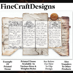 Distressed Document Ephemera + Seal AF4 Decoupage Tissue Paper