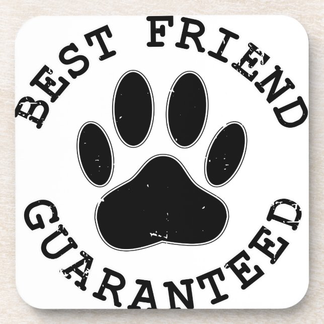 Distressed Dog Paw Best Friend Guaranteed Coaster (Front)