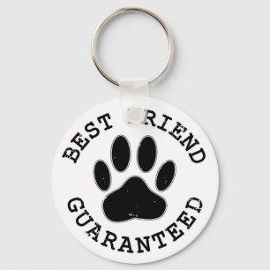 Distressed Dog Paw Best Friend Guaranteed Key Ring