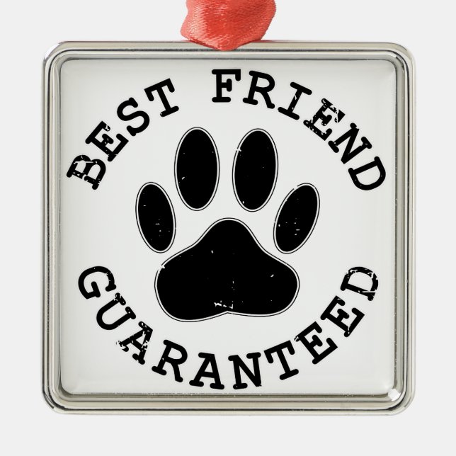 Distressed Dog Paw Best Friend Guaranteed Metal Tree Decoration (Front)