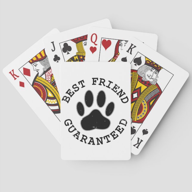 Distressed Dog Paw Best Friend Guaranteed Playing Cards (Back)