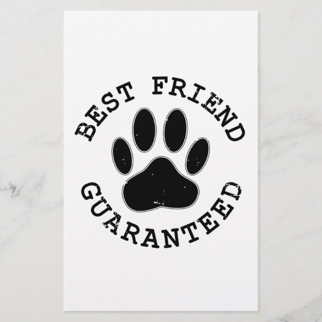 Distressed Dog Paw Best Friend Guaranteed Stationery (Front)
