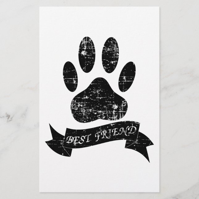 Distressed Dog Paw With Ribbon (Front)