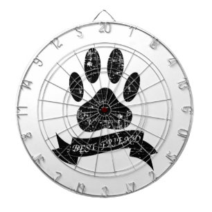 Distressed Dog Paw With Ribbon Dartboard