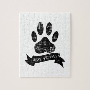 Distressed Dog Paw With Ribbon Jigsaw Puzzle