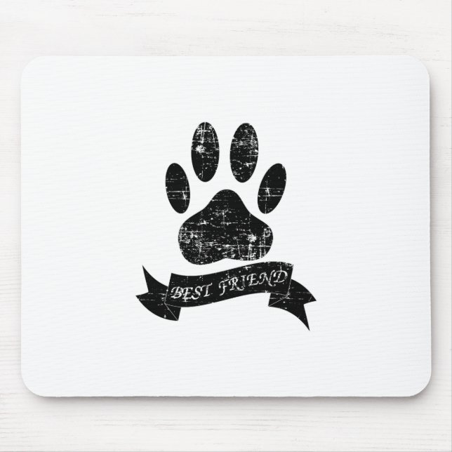 Distressed Dog Paw With Ribbon Mouse Mat (Front)