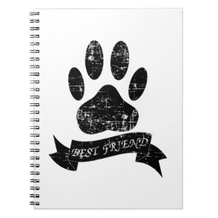 Distressed Dog Paw With Ribbon Notebook