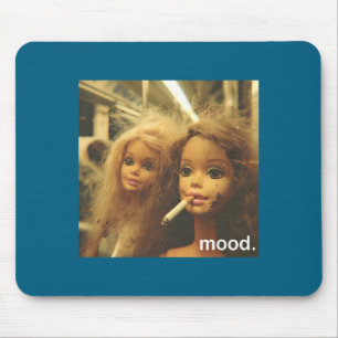 Distressed Doll Face Meme Premium Illustration Mouse Mat