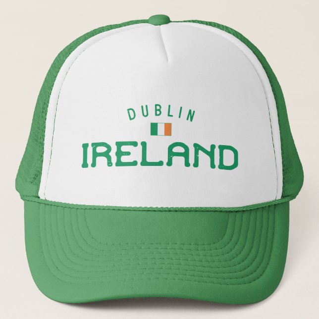 Distressed Dublin Ireland Trucker Hat (Front)