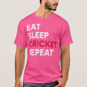 Distressed Eat Sleep Cricket Repeat Cool Cricket L T-Shirt