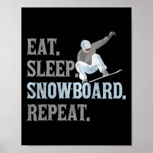 Distressed Eat. Sleep. Snowboard Repeat. Snowboard Poster