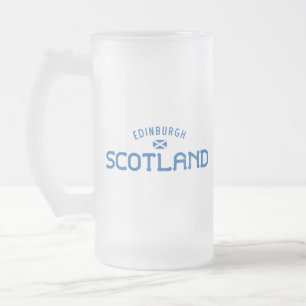 Distressed Edinburgh Scotland Frosted Glass Beer Mug