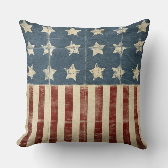 distressed effect on American flag Cushion (Front)