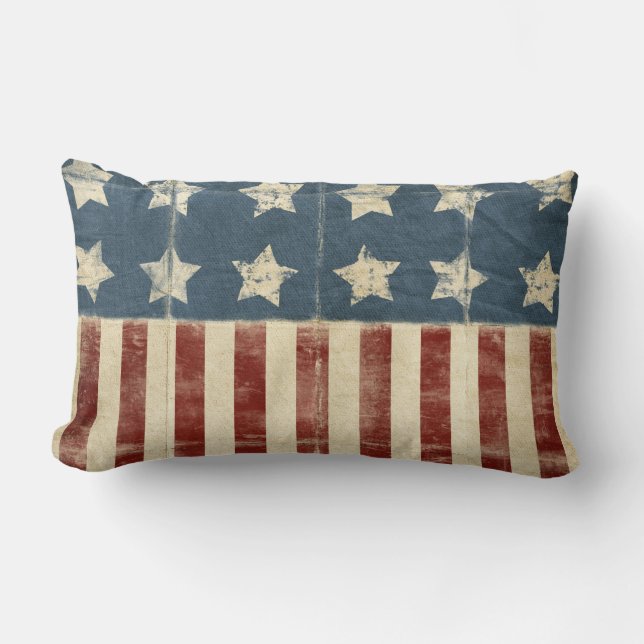 distressed effect on American flag Lumbar Cushion (Front)