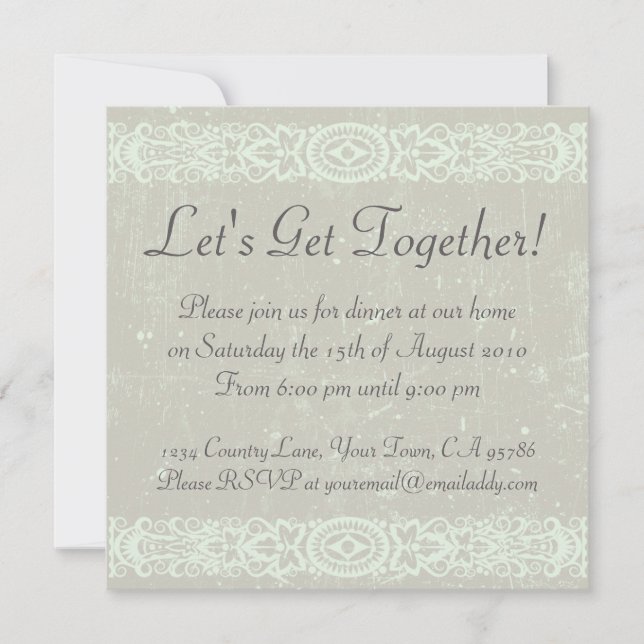 Distressed Elegance Dinner Party Invitation (Front)