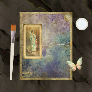 Distressed Enchanted Lady Scrapbook Paper