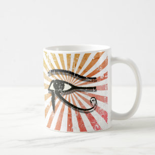 Distressed Eye Of Horus  Egyptian Symbol Retro Sun Coffee Mug