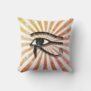 Distressed Eye Of Horus Egyptian Symbol Retro Sun Cushion
