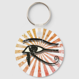 Distressed Eye Of Horus Egyptian Symbol Retro Sun Key Ring