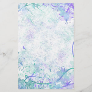Distressed Fancy Floral Border Stationery