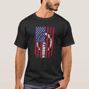 Distressed Farrier Horseshoe American Flag 4th Of T-Shirt