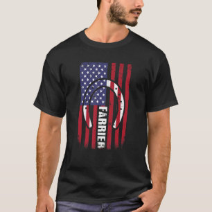 Distressed Farrier Horseshoe American Flag 4th Of T-Shirt