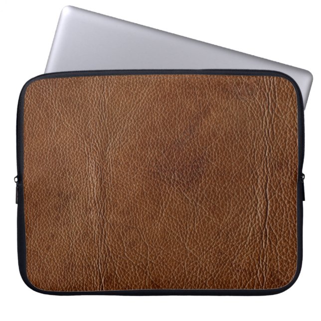 Distressed Faux Leather-Look Laptop Sleeve (Front)