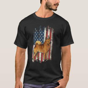 Distressed Finnish Spitz American Flag Patriotic D T-Shirt