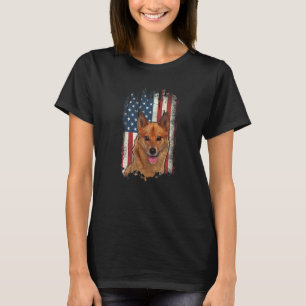 Distressed Finnish Spitz American Flag Patriotic D T-Shirt