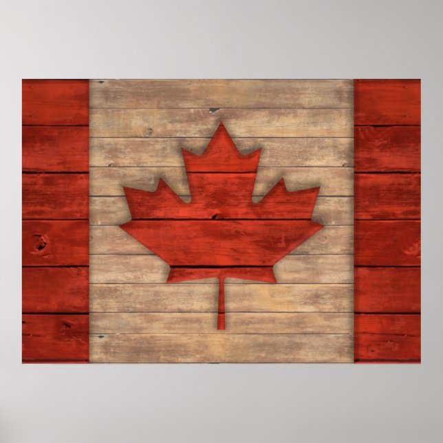 Distressed Flag of Canada Wood Look Poster (Front)