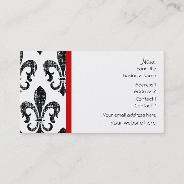 Distressed fleurdelis custom colour business card (Front)