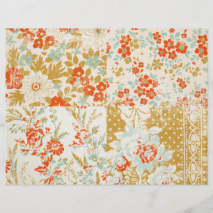 Distressed Floral Junk Journal Scrapbook Paper