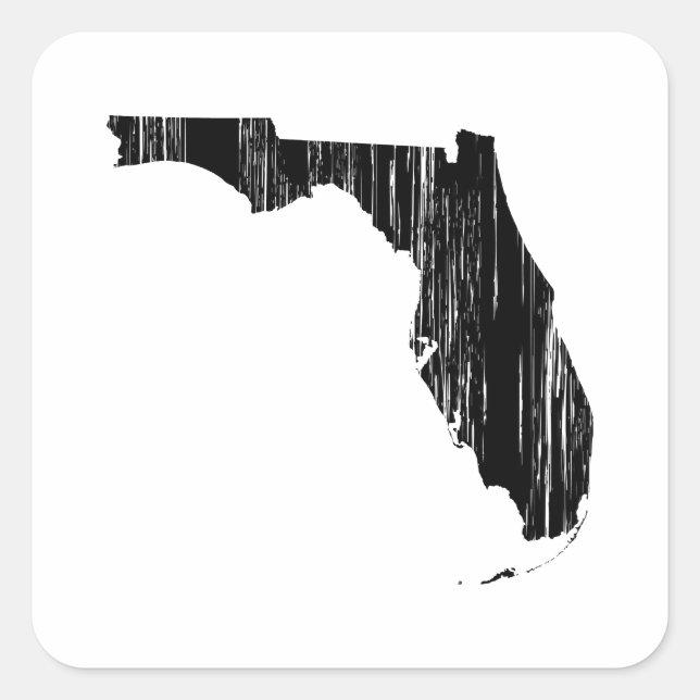 Distressed Florida State Outline Square Sticker (Front)