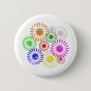 Distressed Flower Burst 6 Cm Round Badge
