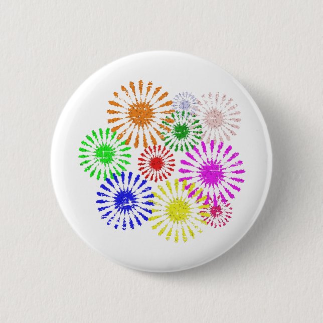 Distressed Flower Burst 6 Cm Round Badge (Front)