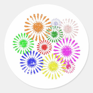 Distressed Flower Burst Classic Round Sticker