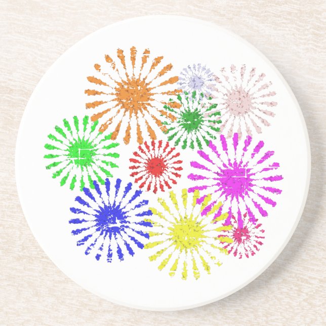 Distressed Flower Burst Coaster (Front)
