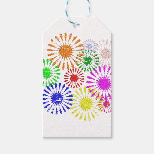 Distressed Flower Burst Gift Tags (Front)