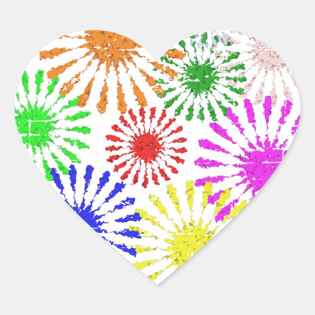 Distressed Flower Burst Heart Sticker (Front)