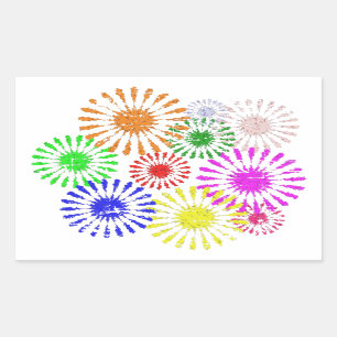 Distressed Flower Burst Rectangular Sticker