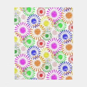 Distressed Flower Burst Sherpa Blanket
