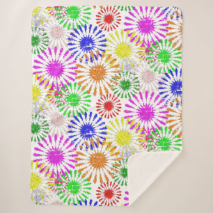 Distressed Flower Burst Sherpa Blanket