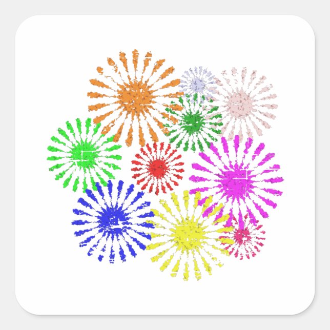 Distressed Flower Burst Square Sticker (Front)