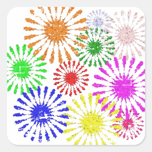 Distressed Flower Burst Square Sticker (Front)