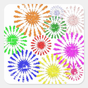 Distressed Flower Burst Square Sticker
